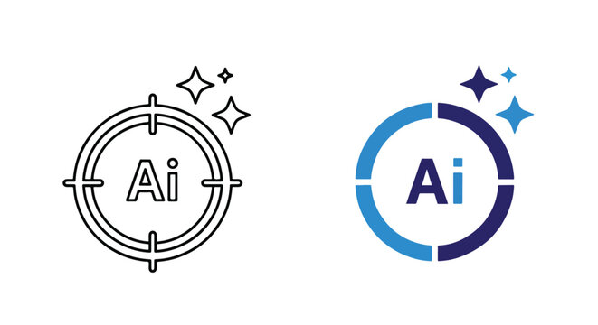 Artificial intelligence target icon set: Solid vector icons - Clipart, sticker - icon set - Editable modern style icon