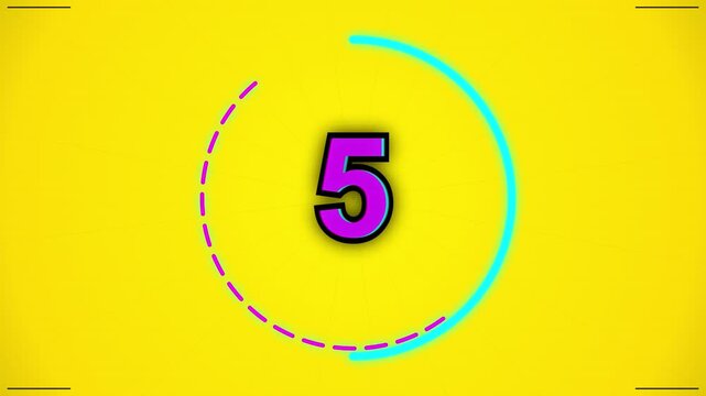 Dynamic motion graphic number eight countdown on vibrant yellow background