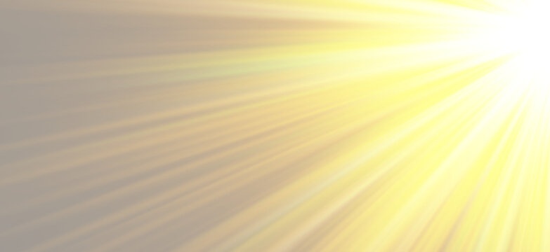 Natural golden sunbeams from the right corner, realistic soft diagonal sunrays and warm light leak overlay, vector