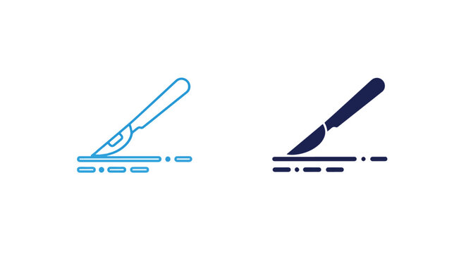 Medical surgical scalpel tool icon set: Glyph and solid icon set - Icon vector - Editable line icons. Vector illustration