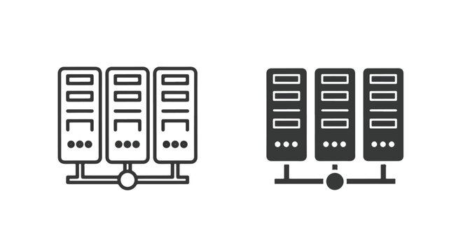 Network server cluster data center icon: Glyph and solid icon set - Icon vector - logo icons. Blue, Black and white icons