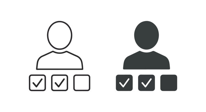User task checklist icon set flat vector: Glyph and solid icon set - Icon vector - Editable line icons. Vector illustration