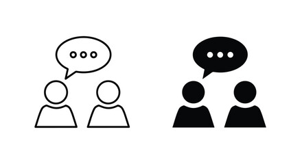 Fototapeta premium Two people talking speech bubble icon set: Solid vector icons - Clipart, sticker - icon set - Editable modern style icon