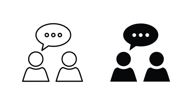 Two people talking speech bubble icon set: Solid vector icons - Clipart, sticker - icon set - Editable modern style icon