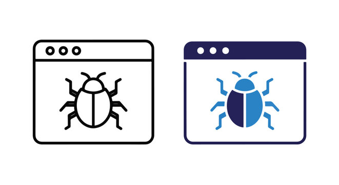 Website bug error icon in modern style: Glyph and solid icon set - Icon vector - Editable line icons. Vector illustration