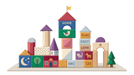 Colorful blocks tower cityscape scene. © Mubari