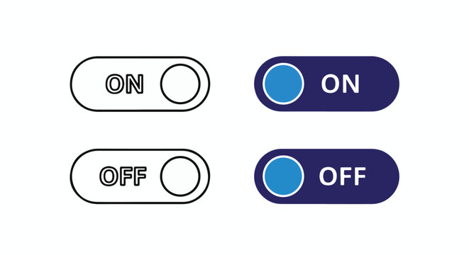 Toggle switch on and off buttons: Clipart, sticker - icon set - Line and glyph solid icon and logo template 