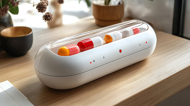 Digital pill dispenser with clear scheduling interface and audible reminders for elderly users 
