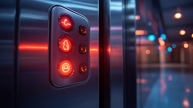 Accessible elevator control panel at optimal height with large tactile buttons and voice guidance 