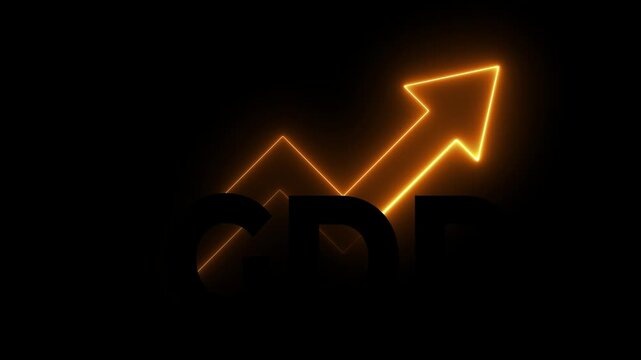 GDP Growth concept on the transparent background. Global economy, national budgets, GDP, gross domestic product. Animation of GDP sign with up arrow graph. 4k video. 