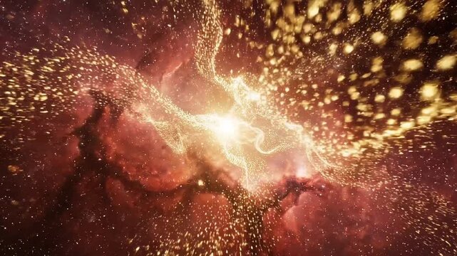 Radiating Golden Particles and Colorful Nebula Cosmic Loop