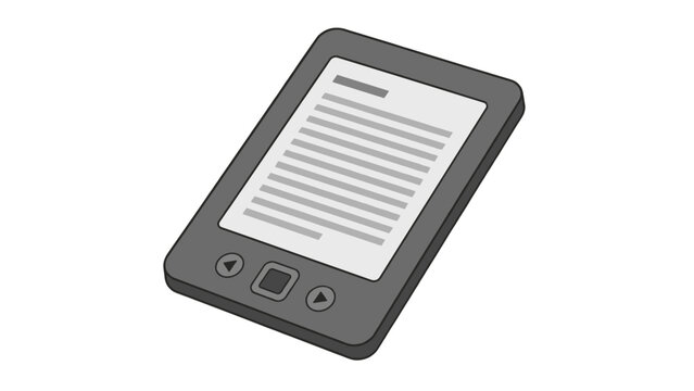 Isometric e reader device with text on screen vector