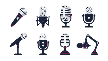 Set of microphone icons in flat vector style © icon_art