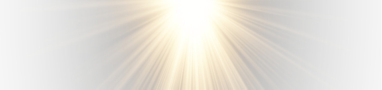 Premium golden sunrays with realistic light beams overlay, celestial god rays stage illumination, vector