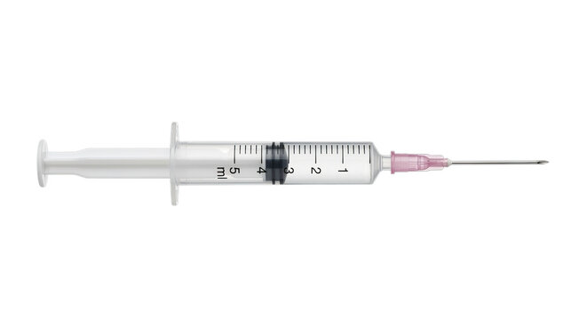 Medical syringe with needle ready for injection or withdrawal of fluid