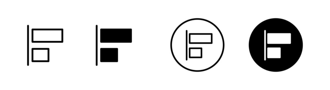 Align left icon set for text formatting and user interface design