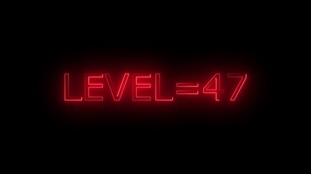 Abstract glowing neon level 47 animation on black background. motion graphic perfect for social media content