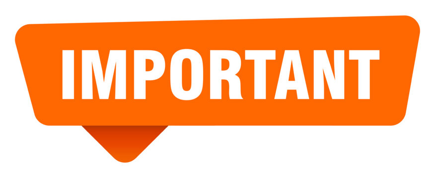 important sticker. important orange sign isolated on transpatent background