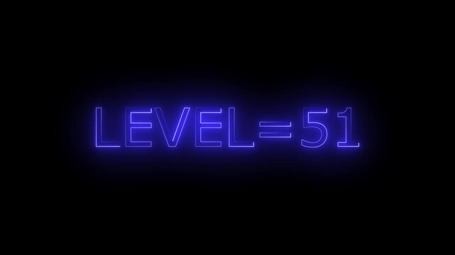 Abstract glowing neon level 51 animation on black background. motion graphic perfect for social media content