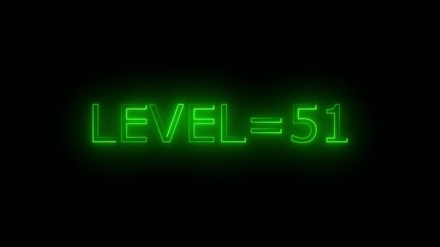 Abstract glowing neon level 51 animation on black background. motion graphic perfect for social media content