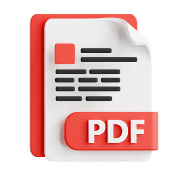 Digital PDF Document Icon on Transparent Background with Red Accent