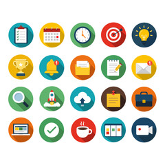 Flat design productivity and goal achievement icon set with time management symbols © Luqman Alghiffari