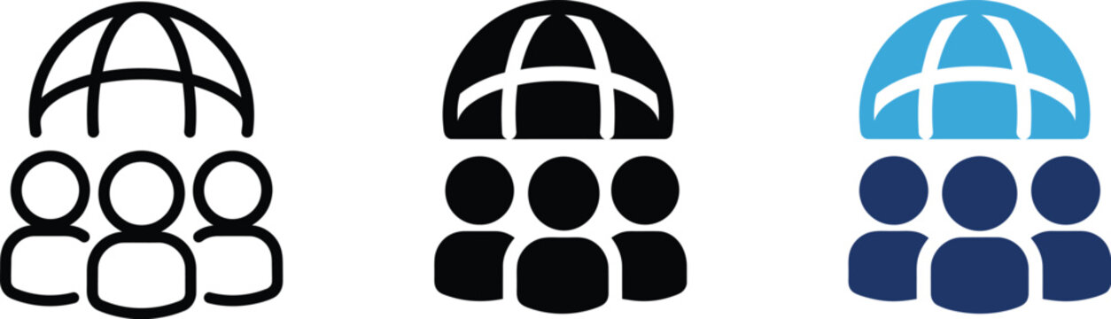 Global Community and Worldwide Network People Icon Vector Illustration