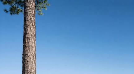 Fototapeta premium Pine Tree Trunk Against Blue Sky