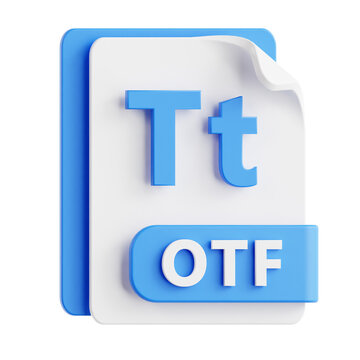 3D Blue Letter T and Lowercase T with OTF Text on Transparent Background
