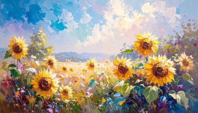 ひまわり畑　印象派
sunflower field impressionism