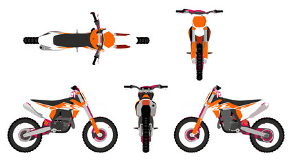 Off road dirt bike shown from side front rear and top views © icon_art