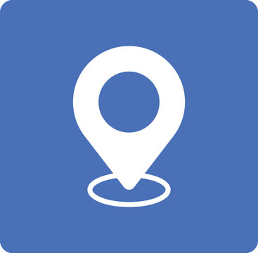 Blue square contact location map pin pointer vector icon
