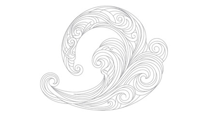 Fototapeta premium Elegant Swirling Wave Design Outline