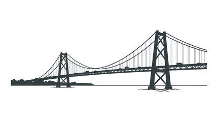 Suspension Bridge Silhouette with Traffic © budi