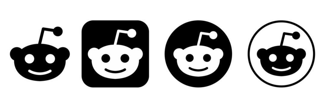 Reddit logo icon outline and solid style, modern social media UI UX design, editorial use only vector symbol.