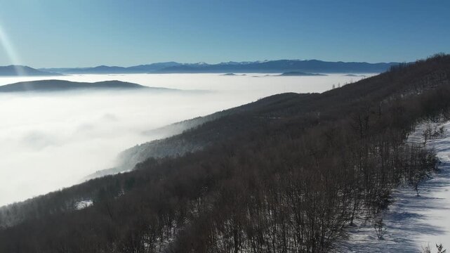 Fog on the snowdrifts near Zenica
