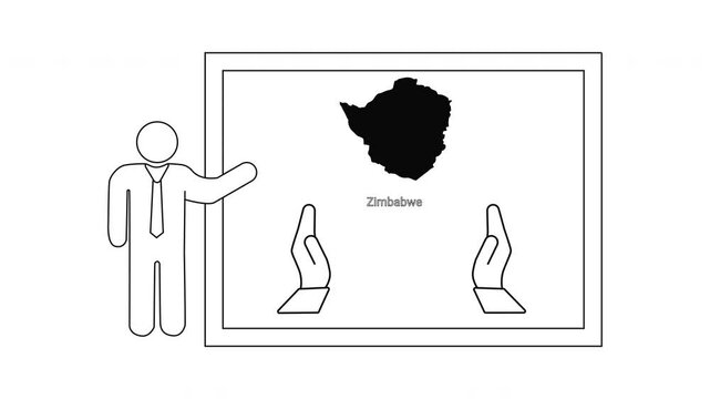 Presentation of Zimbabwe map and hand gestures for inclusion concept.
