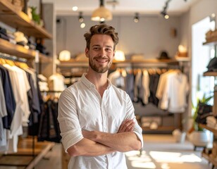Fototapeta premium Confident Retail Owner Standing In Boutique