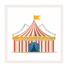 Fototapeta premium Flat design circus tent with red and white stripes