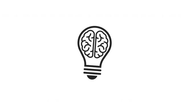 Creative thinking, innovation brilliant ideas light bulb icon motion video