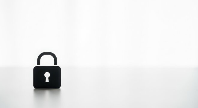 Black padlock icon in an unlocked state, representing security and open access against a white backdrop