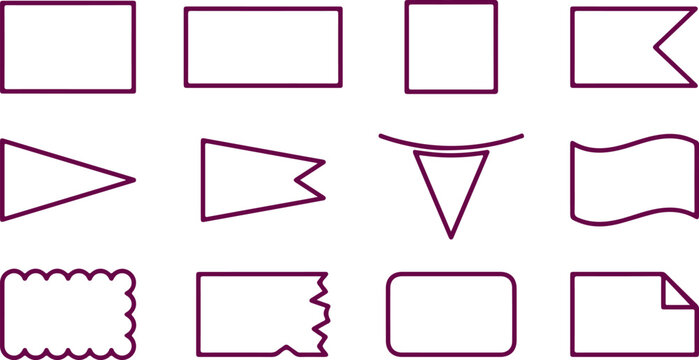 Collection of simple geometric shapes and banners for graphic design elements.