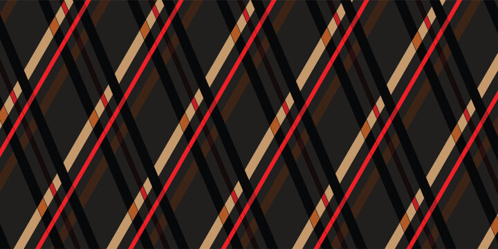 Seamless checkered striped fabric pattern background on dark background