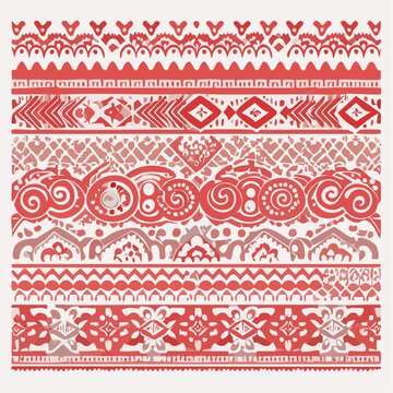 Red and white ethnic tribal border pattern