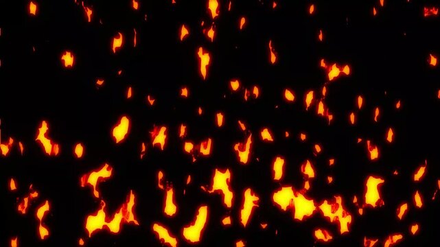Realistic fire flames burning on black screen background with rising smoke, looping real fire in slow motion with alpha, 4k 30p, since it's a loop, 3d rendering. Seamless loopable animation