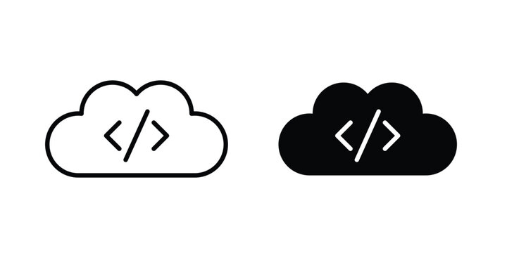 Cloud code icon for web and app design, design element.
