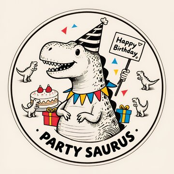 Party Saurus: Dino Birthday Celebration with Cake, Gifts & Festive Hats