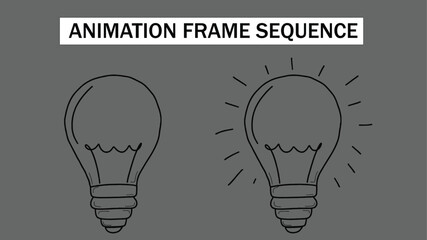 Light Bulb Glowing Animation Frame Sequence Vector Line Art © Samiya 