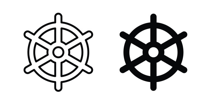 Dharmachakra icon for web and app design, design element.