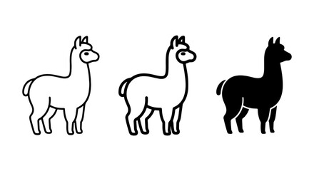 Llama Icons, Alpaca Vector Graphics, South American Camelid Silhouettes, Animal Art © Marium
